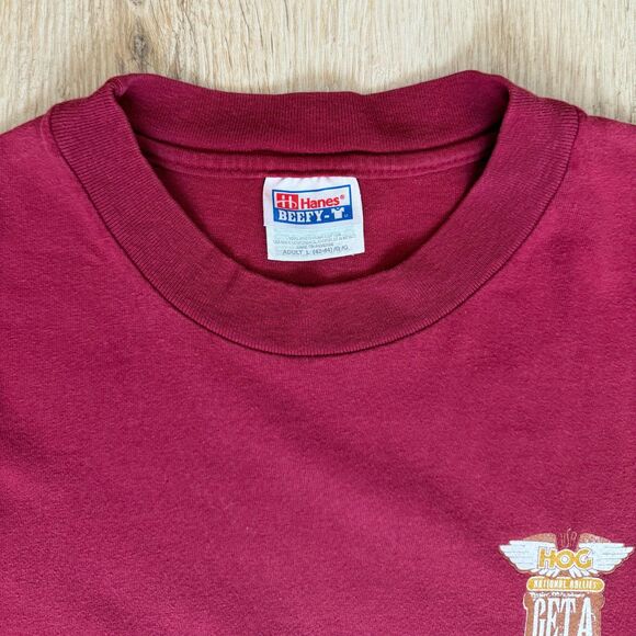 Vintage Harley Davidson HOG Rally Tee Get A Grip '99 Maroon Large Vintage Shirt - Picture 4 of 6
